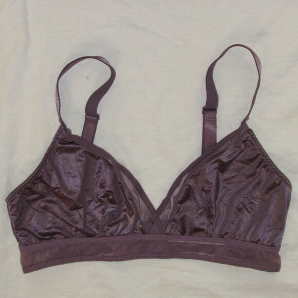 Victoria's Secret Other - Victoria's Secret Purple Shiny Satin & Mesh No Wire Bralette Bra sz Sma